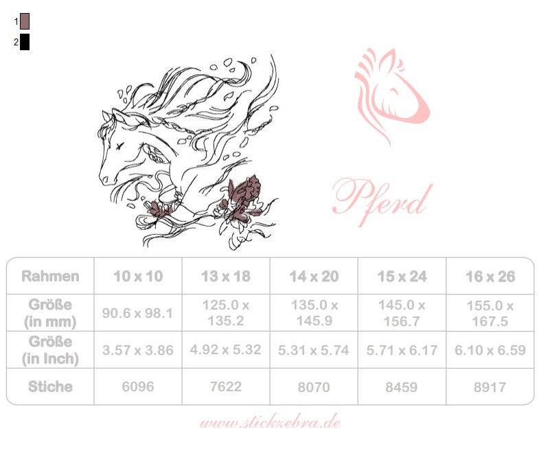Pferd mit Blumen Stickdatei – verspieltes Motiv für Kleidung, Taschen & Geschenke - Sewando