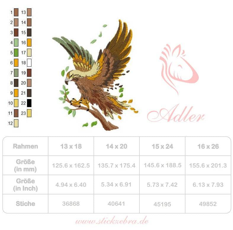 Adler Stickdatei – Majestätischer Greifvogel für deine Stickmaschine - Sewando