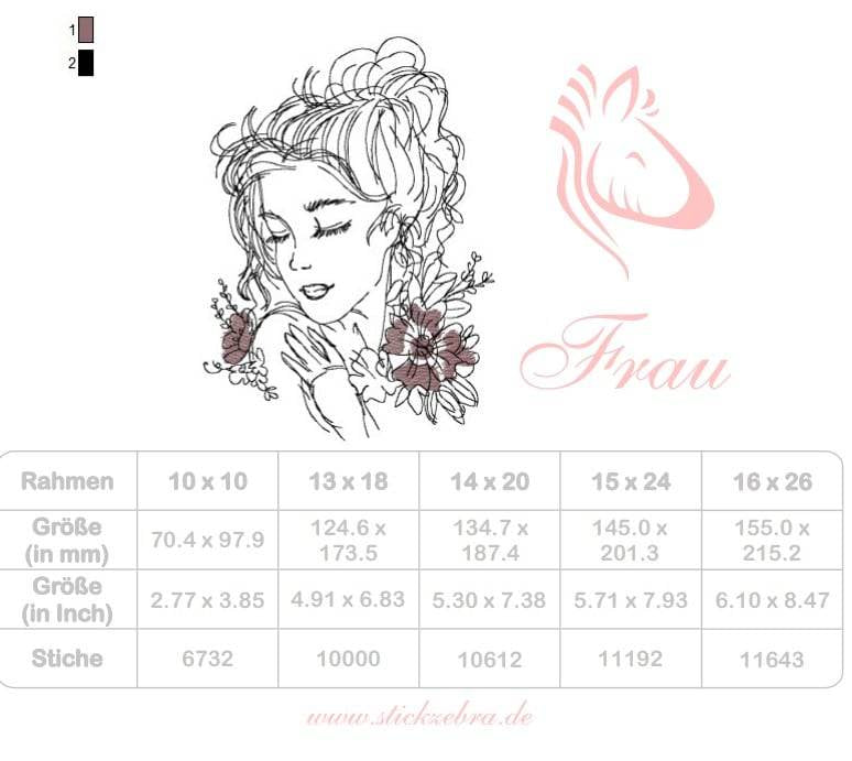 Frau Stickdatei – elegantes Motiv für besondere Momente & kreative Geschenke - Sewando