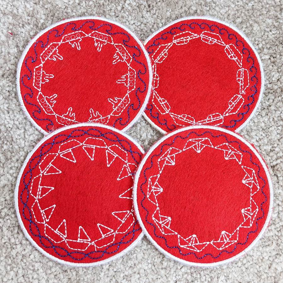 4x Stickdatei Schiffe ITH Untersetzer - Sewando
