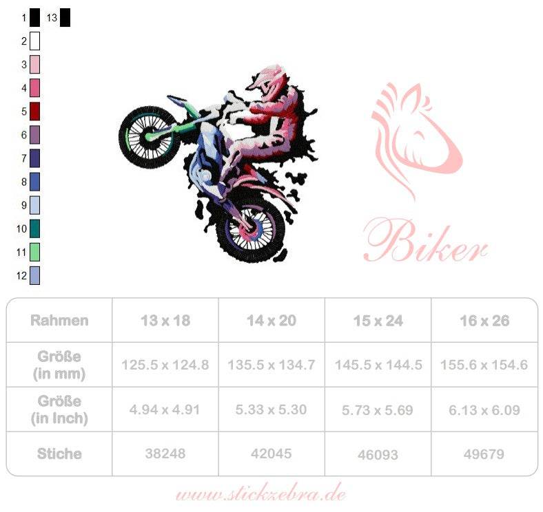 Biker Stickdatei – Actionreiches Motorrad-Motiv für starke Projekte - Sewando