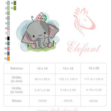Elefant Stickdatei, süßes Kindermotiv für deine Stickmaschine - Sewando
