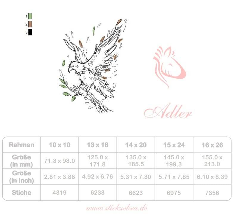 Adler Stickdatei – filigranes Naturmotiv für kreative Projekte - Sewando