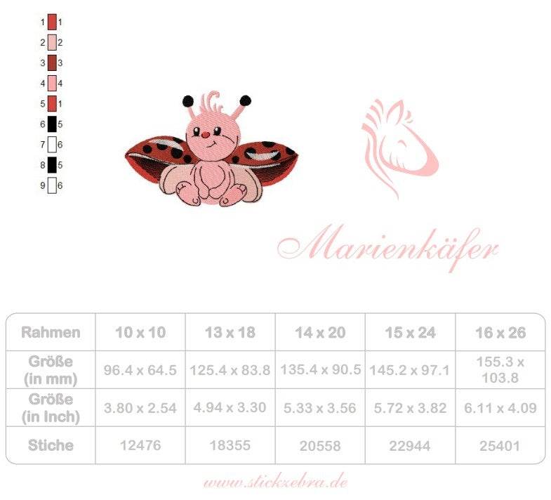 Marienkäfer Stickdatei – niedliches Glücksmotiv für Kinder & Geschenke - Sewando
