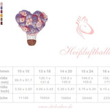 Heißluftballon Stickdatei – romantisches Blumenherz für Geschenke & Dekorationen - Sewando