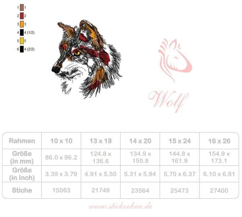 Wolf Stickdatei – wildes Tiermotiv für besondere Akzente - Sewando