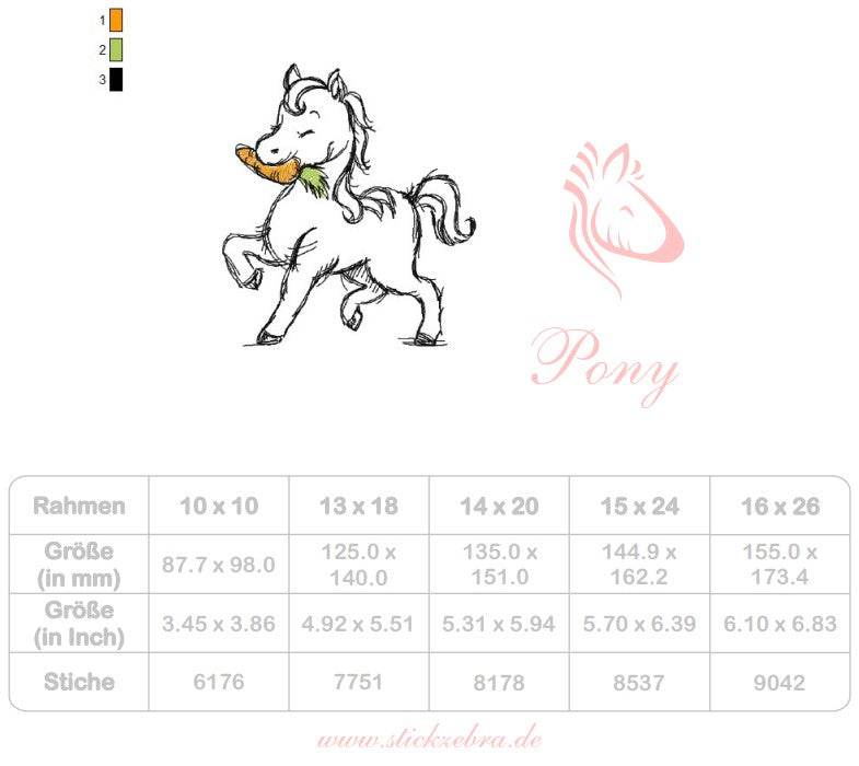 Pony Stickdatei – verspieltes Motiv für Kinder, Kleidung & Geschenke - Sewando