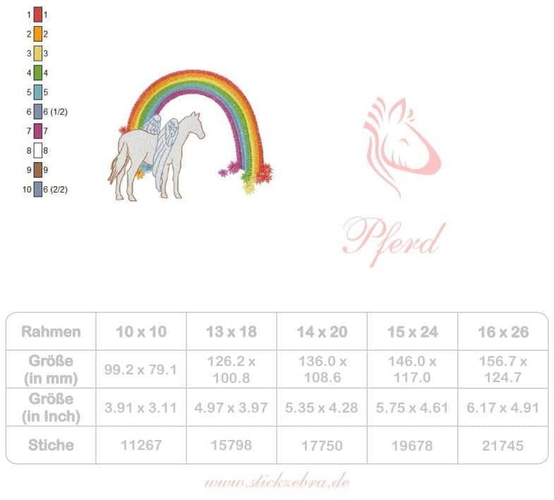 Pferd mit Regenbogen Stickdatei – himmlisches Motiv zum Erinnern & Loslassen - Sewando