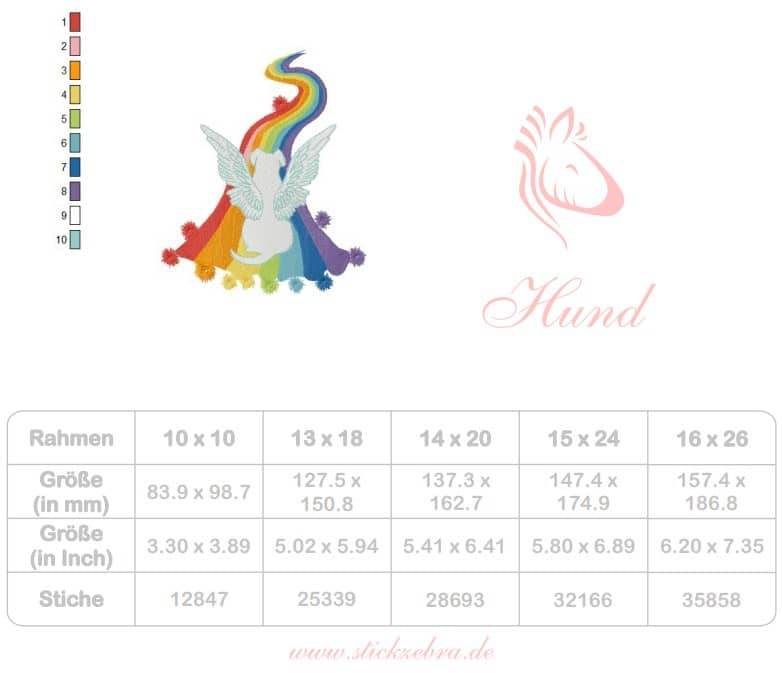 Hund mit Regenbogen Stickdatei – Erinnerung an deinen treuen Begleiter - Sewando