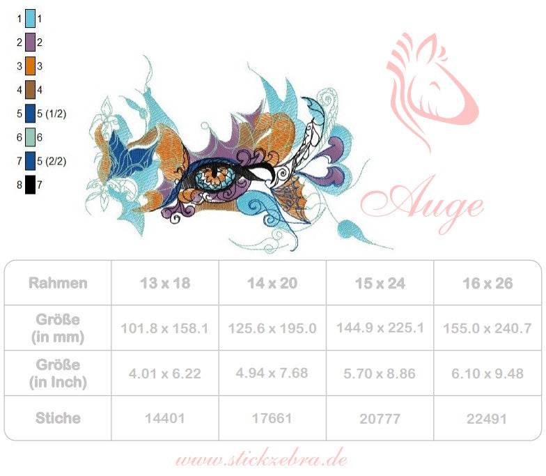 Auge Stickdatei Ornamentales Fantasie-Motiv für besondere Akzente - Sewando