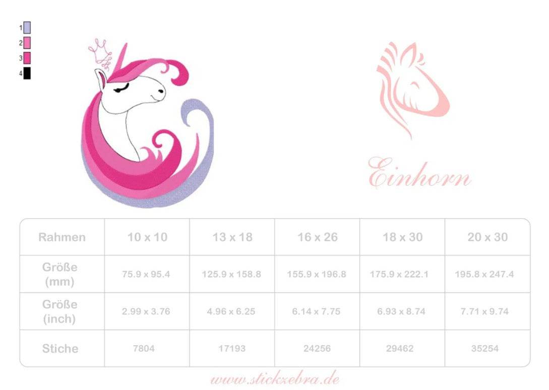 Einhorn Stickdatei, königliches Kindermotiv für deine Stickmaschine - Sewando