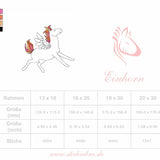 Pegasus Stickdatei, fliegendes Doodle Fantasy Kindermotiv für deine Stickmaschine