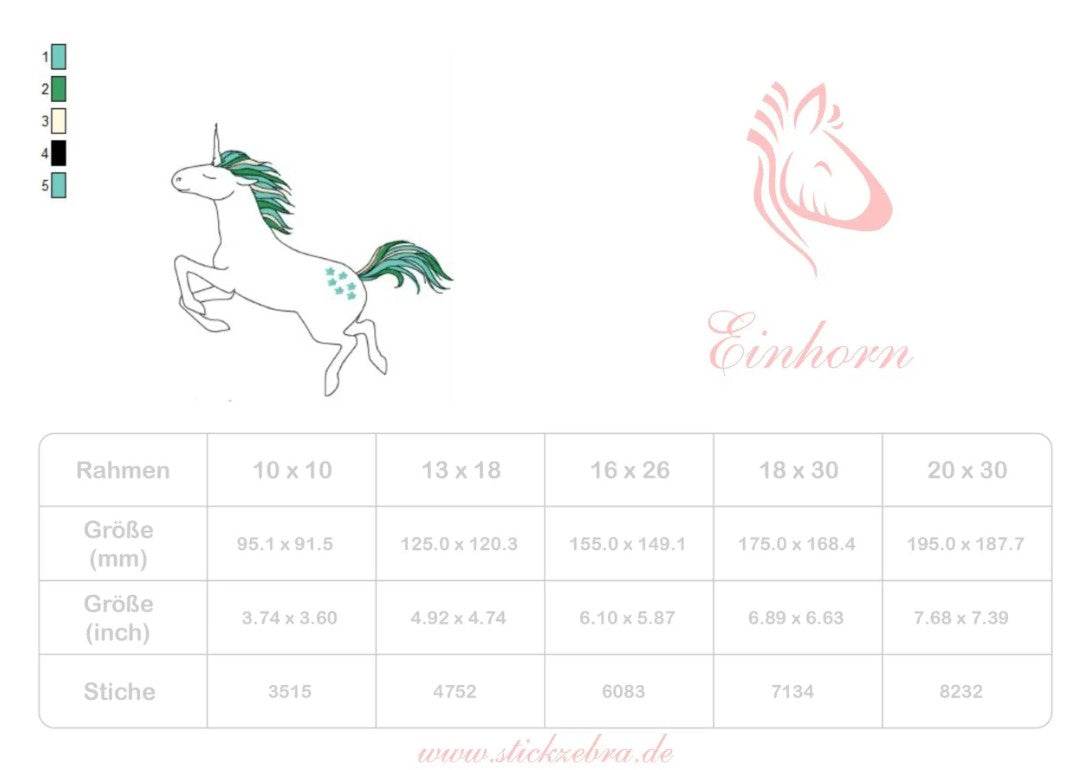 Einhorn Stickdatei, dynamisches Doodle Kindermotiv für deine Stickmaschine - Sewando