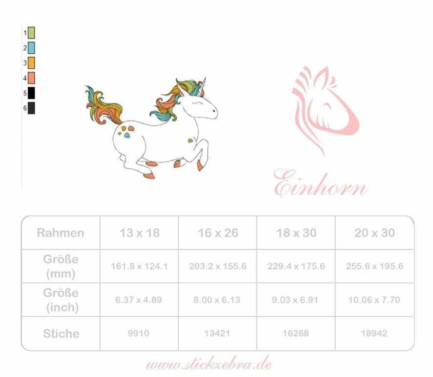 Einhorn Stickdatei, fröhliches Doodle Kindermotiv für deine Stickmaschine - Sewando