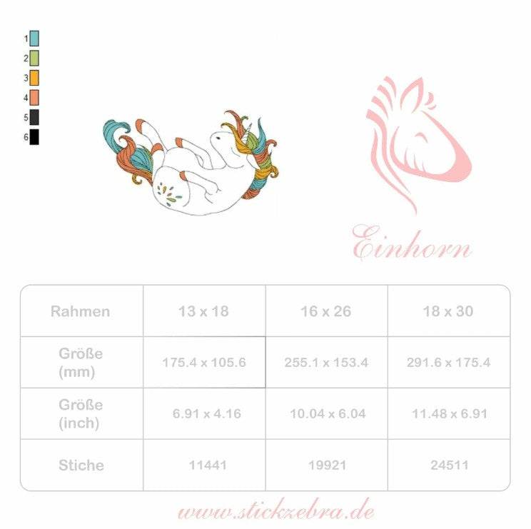 Einhorn Stickdatei, verspieltes Kindermotiv für deine Stickmaschine - Sewando