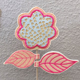 6x Stickdatei "Deko Blume Susi" 7-blättrig mit Applikation