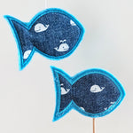 6x Stickdatei Deko Fisch ITH mit Applikation - Sewando