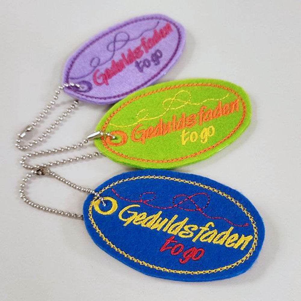 6x Stickdatei Geduldsfaden (deutsch) ITH Anhänger - Sewando