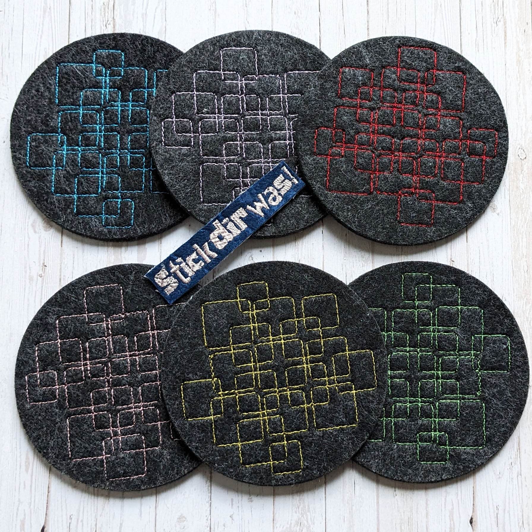 7x Stickdatei Quadrate Redwork - Sewando