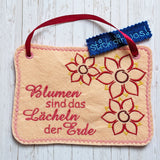 4x Stickdatei "Blume Lisa" ITH mit Spruch