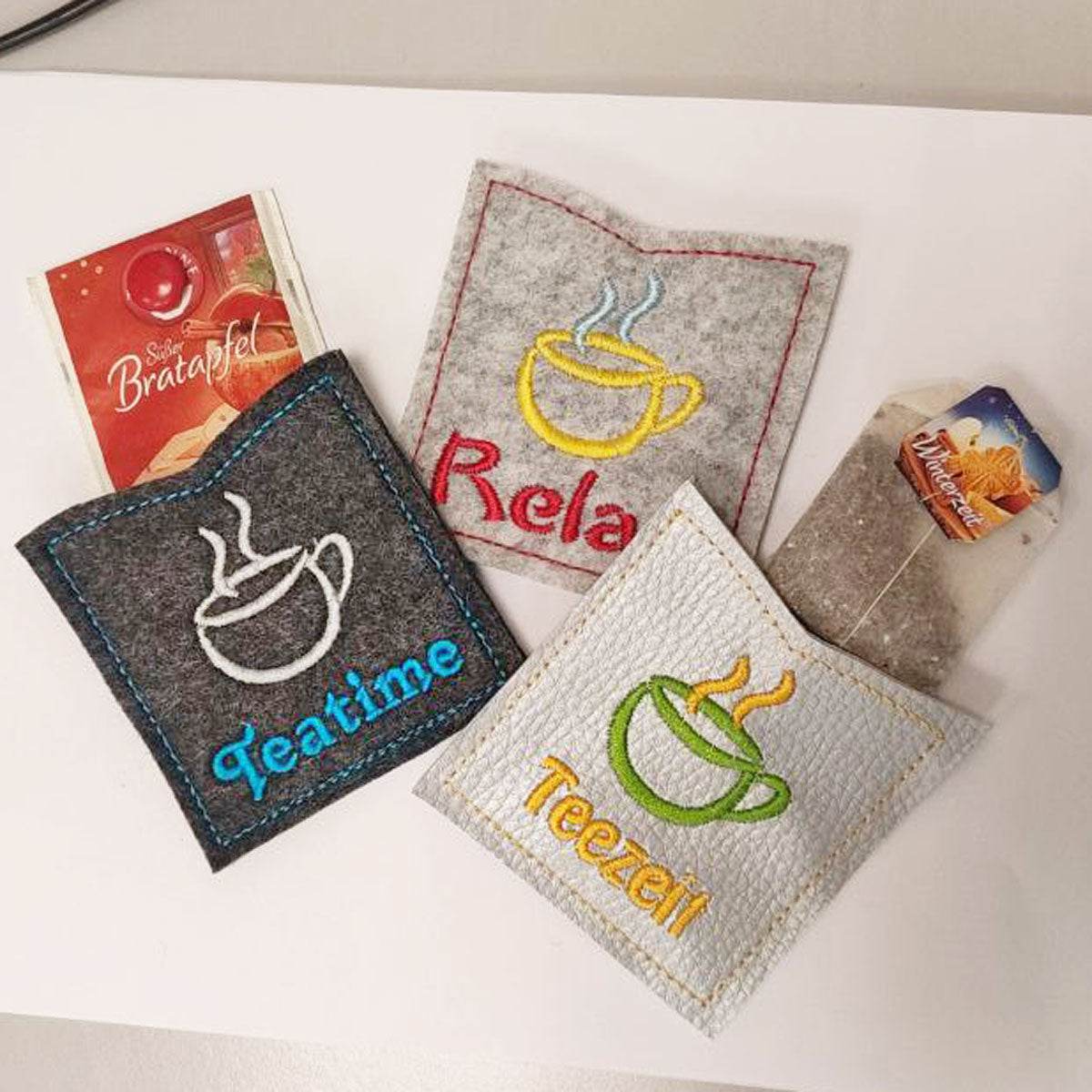 9x Stickdatei Teebeutelhülle Tasse - Sewando