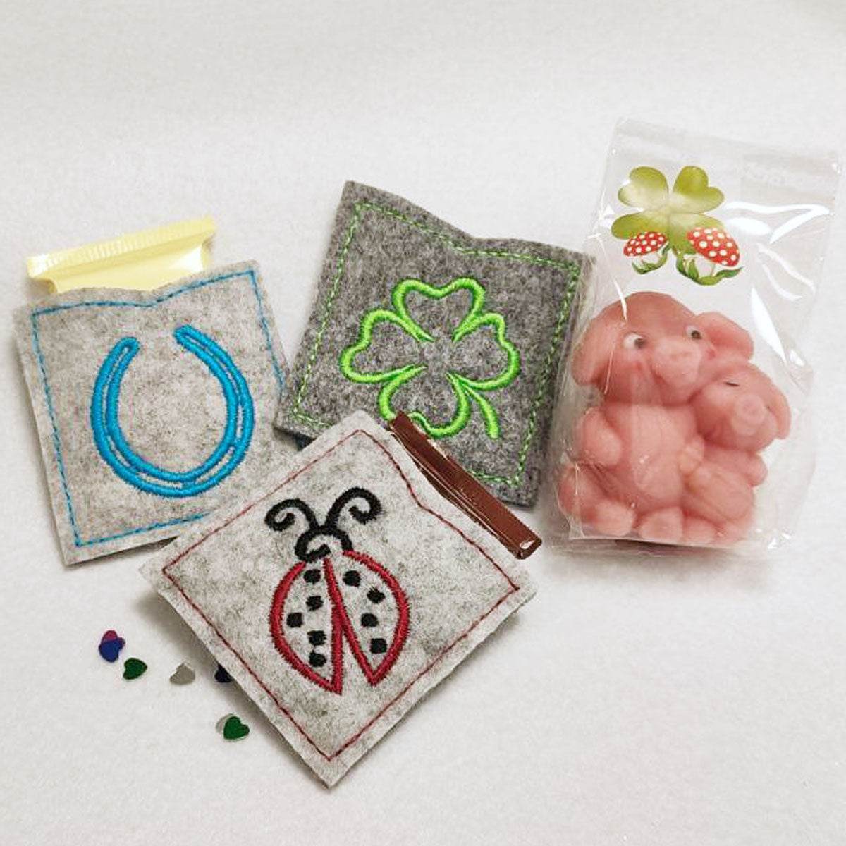 12x Stickdatei Glücksminis ITH und Satinstick - Sewando