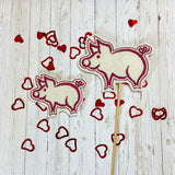 5x Stickdatei "Schwein" Satinstick und ITH