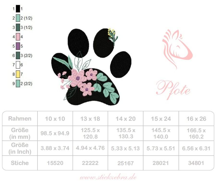 Florale Pfotenliebe – Stickdatei für deine Stickmaschine - Sewando