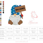 Gnom Stickdatei mit Welcome-Schild – ein fröhlicher Gruß für deine Stickmaschine - Sewando