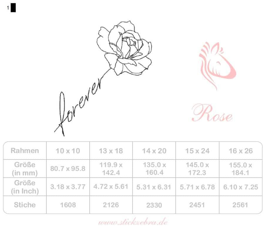 Rose Stickdatei – filigranes Forever-Motiv für deine Stickmaschine - Sewando