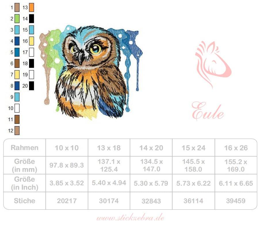 Eule – die Wächterin der Nacht mit Farbkraft für deine Stickmaschine - Sewando