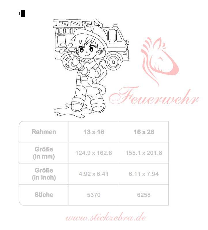 Feuerwehr Stickdatei – Ausmalmotiv für Kinder & kreative Regentage - Sewando