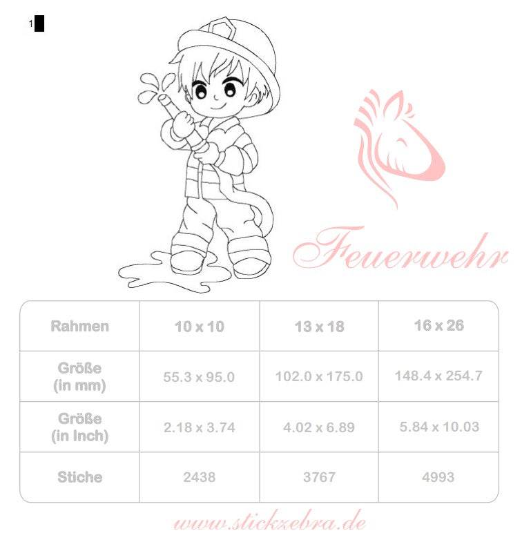 Feuerwehrmann Stickdatei – Ausmalmotiv für Kinder & kreative Regentage - Sewando