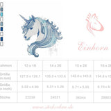 Einhorn Stickdatei, winterliches Märchenmotiv für deine Stickmaschine - Sewando