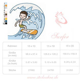 Surfer Stickdatei – cooles Sommermotiv für Kinder & Strandprojekte - Sewando