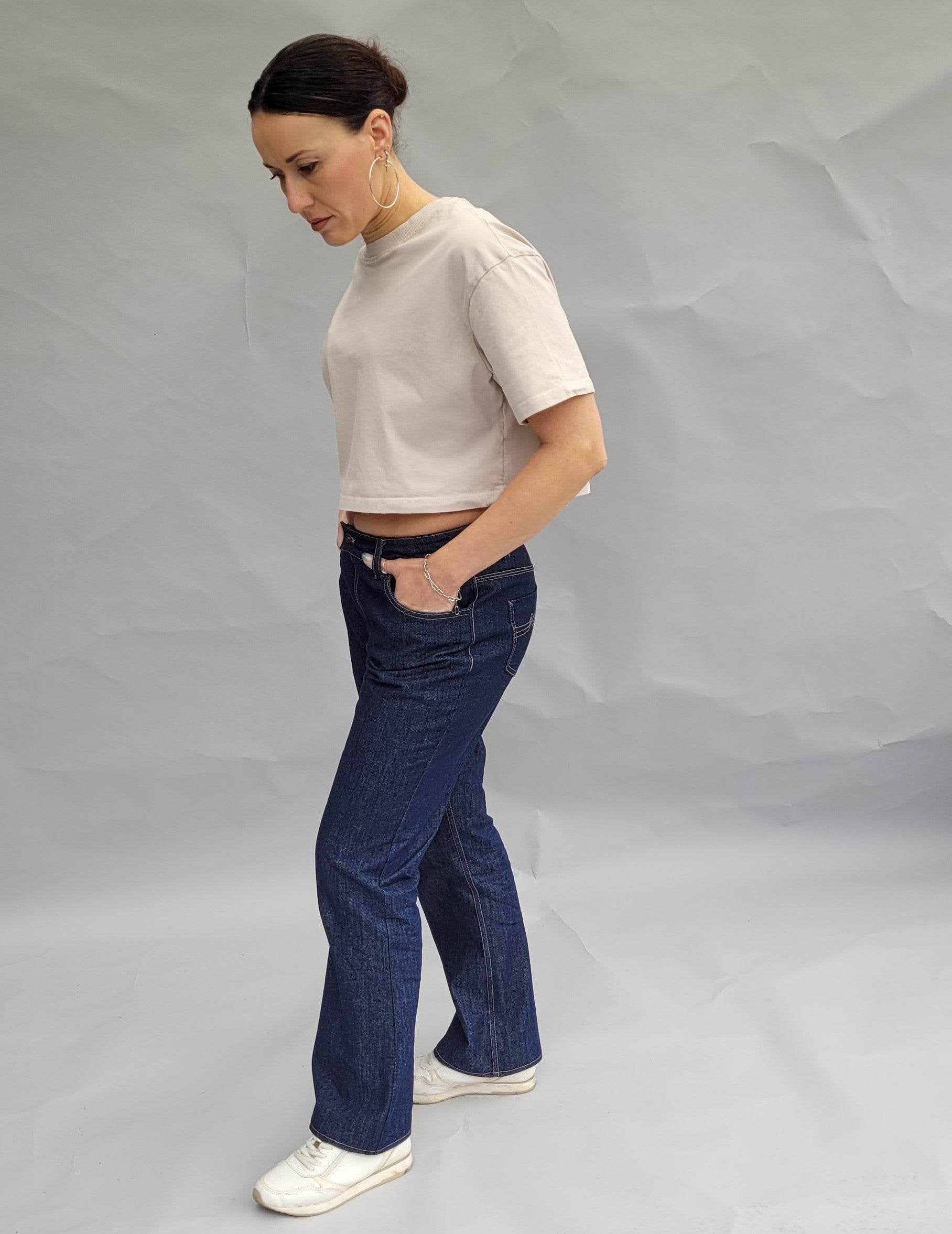 Schnittmuster Jeans, lockere Passform, high waist Jeans, Größe 36 - 50 - Sewando