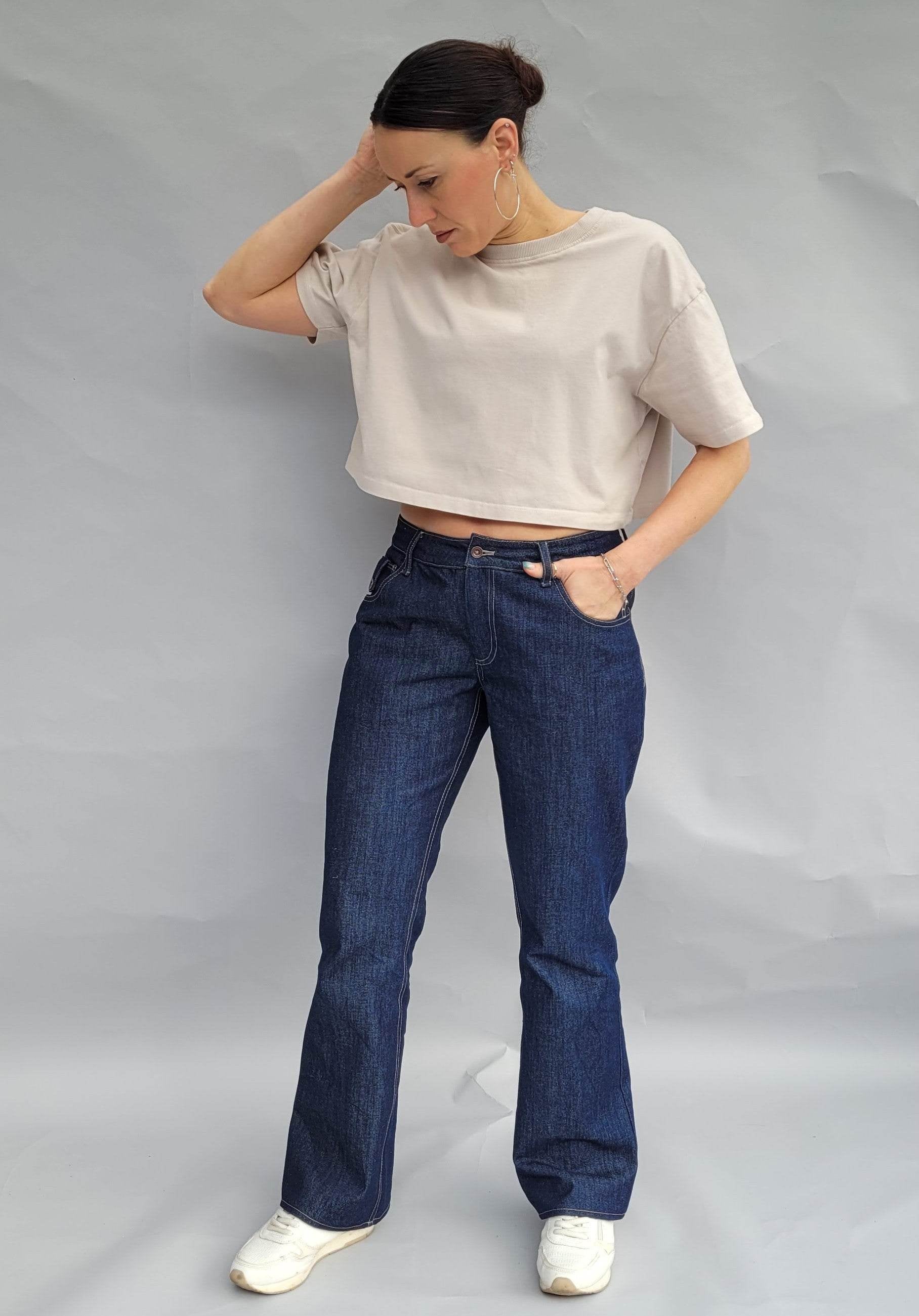 Schnittmuster Jeans, lockere Passform, high waist Jeans, Größe 36 - 50 - Sewando