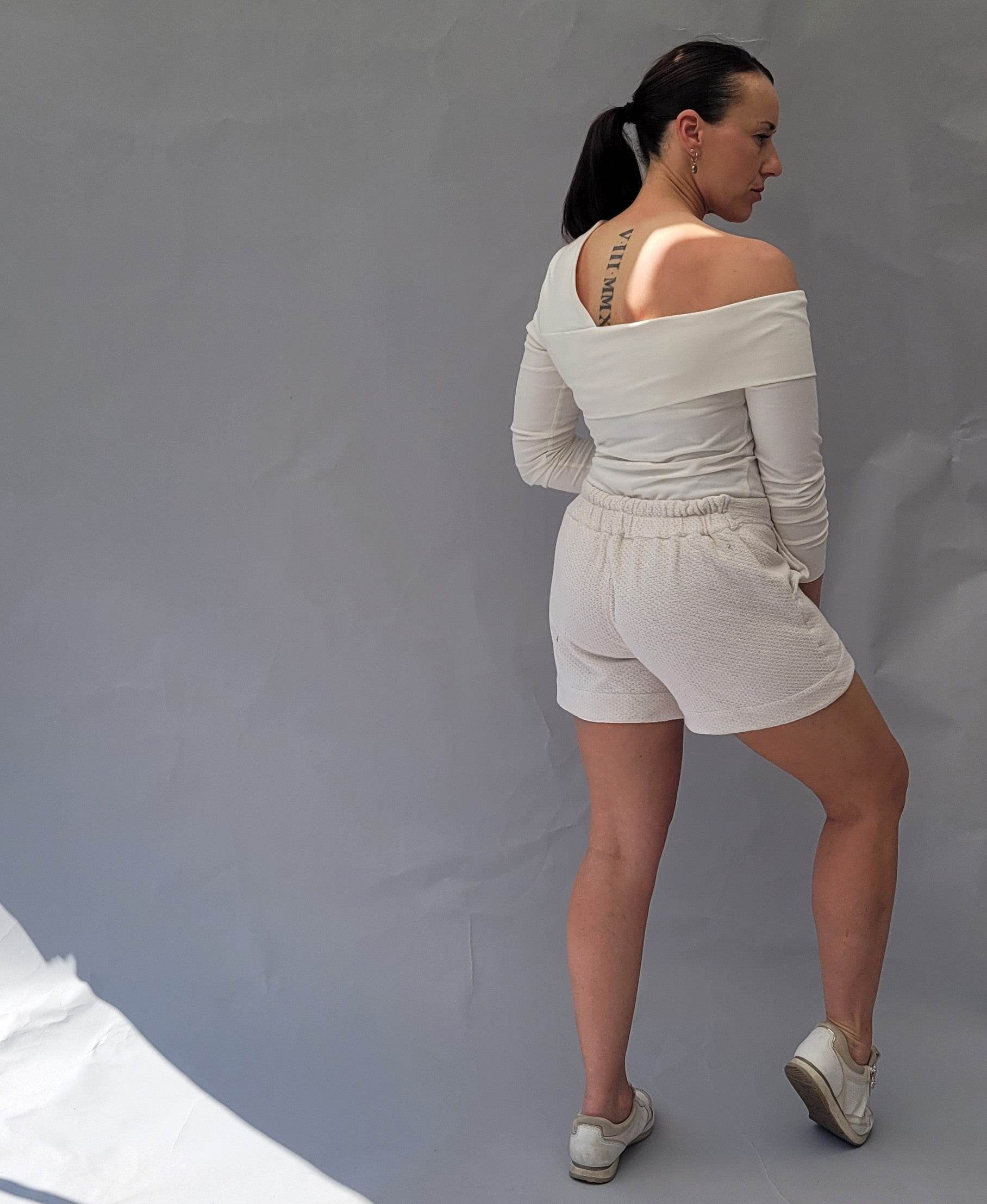 One-shoulder Top, Top mit lange Ärmeln, Shirt , Sweatshirt, Größe 34 - 50 - Sewando