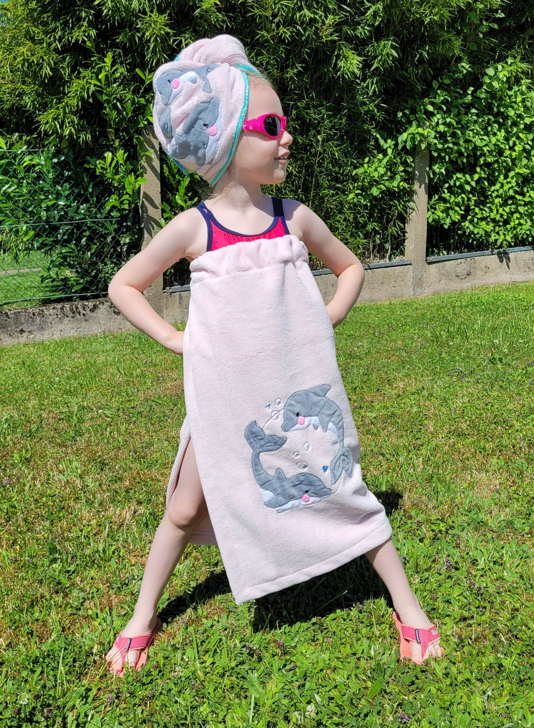 Schnittmuster *Bath Towel Set Splash Kids* Saunakilt, Handtuchturban Gr. 74-176 - Sewando