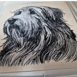 Stickdatei Applikation Bearded Collie "Mike" - realistisch - FÜR HELLE & DUNKLE STOFFE