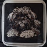Stickdatei Affenpinscher "Caleb" - realistisch - FÜR DUNKLE STOFFE