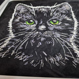 Stickdatei schwarze Katze "Enso" - realistisch - FÜR DUNKLE STOFFE