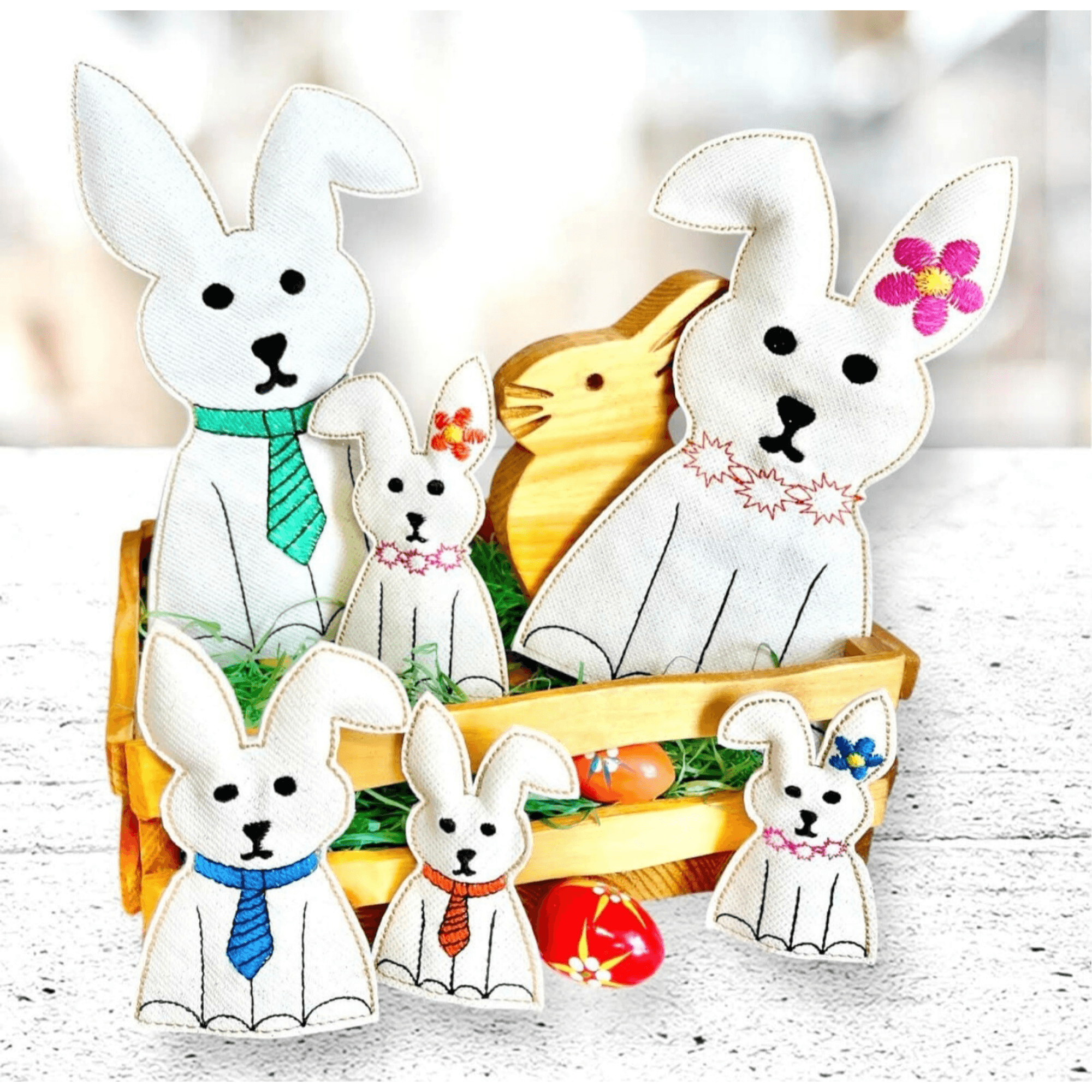 ITH Hasen Set Hase Ostern 3 Größen und 3 Designs Stickdatei - Sewando