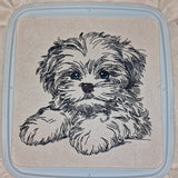 Stickdatei - WENIGER STICHE - Shi Tzu Welpe "Lesley" - realistisch - FÜR HELLE STOFFEE