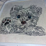 WENIGER STICHE - Stickdatei Yorkshire Terrier "Benny" -  LIGHT - für Helle Stoffe
