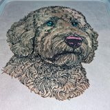Stickdatei Applikation Golden Doodle "Chooper"- realistisch - FÜR HELLE & DUNKLE STOFFE