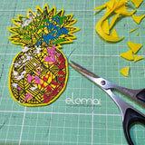 Stickdatei Ananas - Anatrocken REDWORK in 7 Größen (10x10 - 20x36) Polygon Stil modernes Lineart