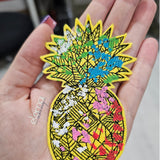 Stickdatei Ananas - Anatrocken REDWORK in 7 Größen (10x10 - 20x36) Polygon Stil modernes Lineart