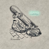 Doodle-Stickdatei Skateboard Sketch - in 4 Größen 10x10-20x20