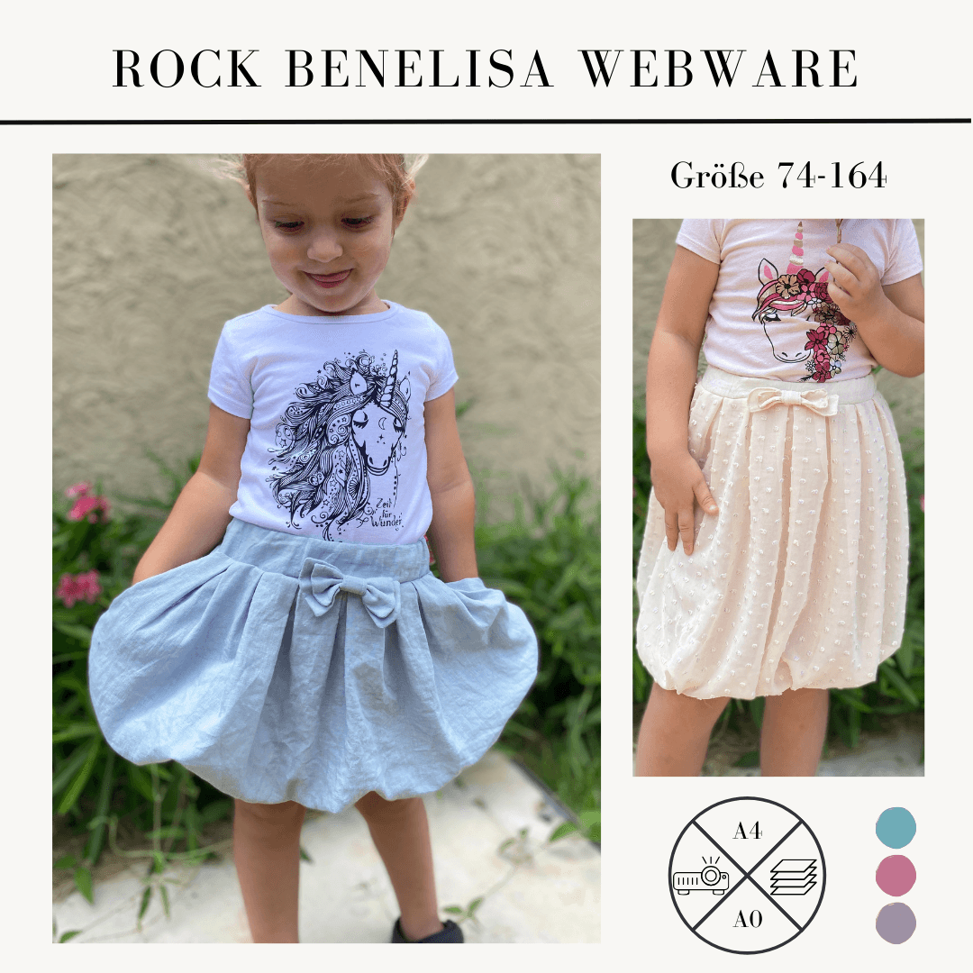 Schnittmuster Rock Benelisa aus Webware für Mädchen Gr. 74-164 - Sewando